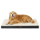 Bedsure Extra Large Dog Bed Washable - Orthopedic Dog Bed and Mattress Mat for Dog Crate with Removable Plush Sherpa Cover, White, 112x81x7.6cm